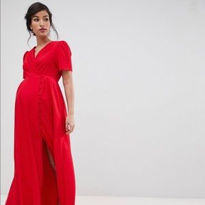 Garnet red formal maternity gown